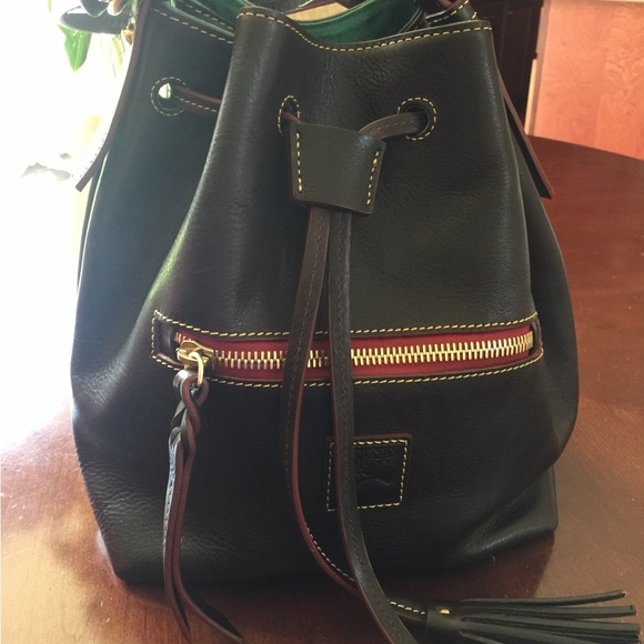 Dooney & Bourke Handbags - Dooney & Bourke Florentine Leather Small Logan Drawstring Bag in T’moro Brown
